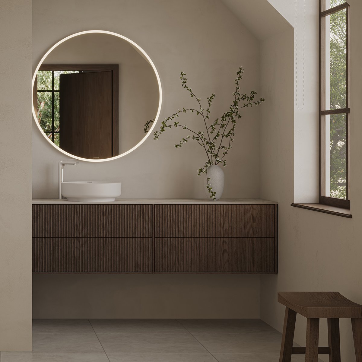 Epos servantskap i brun ask med Svall-front