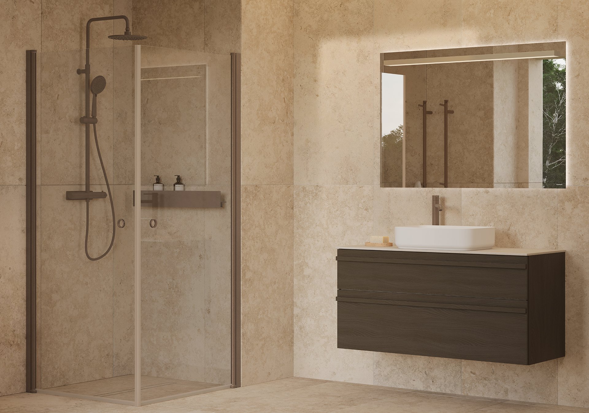 Poem servantskap i brun ask med profilen List og detaljer i mocca