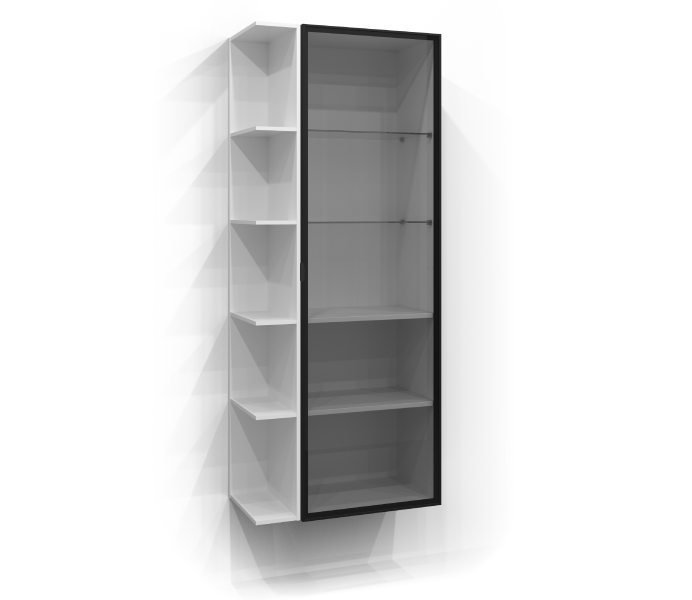 Høyskap 160x50 vitrine med fri oppbevaring