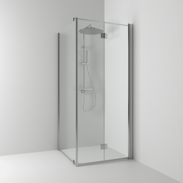 Skoga foldehjørnedusj med fast vegg/dør